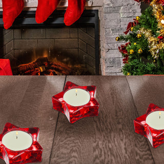 Teelichthalter Stern 20er Set Glas rot 8x2cm Kerzenständer Weihnachtsdeko Adventsdeko Sternenform