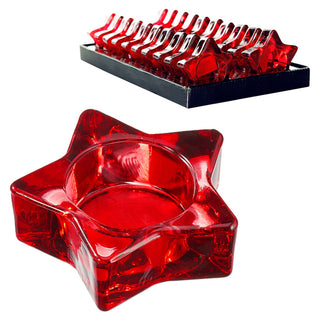 Teelichthalter Stern 20er Set Glas rot 8x2cm Kerzenständer Weihnachtsdeko Adventsdeko Sternenform