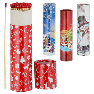 4x Kaminstreichhölzer L20cm 4 Packungs-Motive à 75 Stk. Zündhölzer Streichholzschachtel Weihnachtsdesign