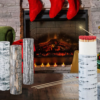 4x Kaminstreichhölzer L20cm 4 Packungs-Motive à 75 Stk. Zündhölzer Streichholzschachtel Weihnachtsdesign