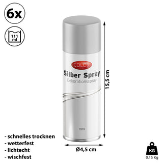 1/6x Dekospray silber/gold 111ml Bastelspray Spraydose Weihnachten Glitzerspray Glanzspray