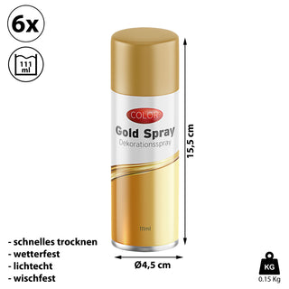 1/6x Dekospray silber/gold 111ml Bastelspray Spraydose Weihnachten Glitzerspray Glanzspray