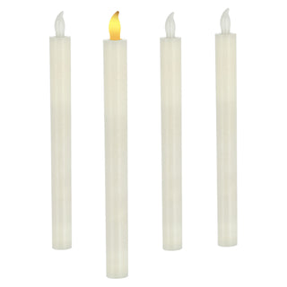 LED Stabkerze 4er Set warmweiß Timerfunktion Kerze Echtwachs batteriebetrieben Tafelkerze Flamme