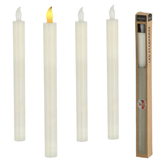 LED Stabkerze 4er Set warmweiß Timerfunktion Kerze Echtwachs batteriebetrieben Tafelkerze Flamme