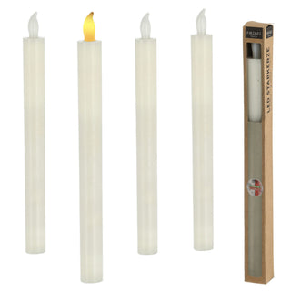 LED Stabkerze 4er Set warmweiß Timerfunktion Kerze Echtwachs batteriebetrieben Tafelkerze Flamme