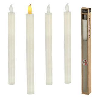 LED Stabkerze 4er Set warmweiß Timerfunktion Kerze Echtwachs batteriebetrieben Tafelkerze Flamme
