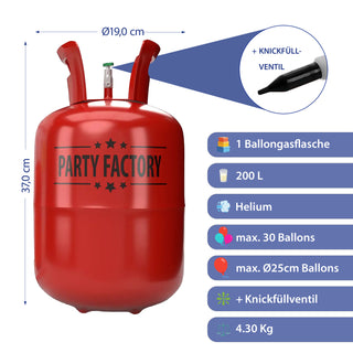 Helium Ballongas für ca. 30 Ballons Luftballons Heliumflasche Folienballons Luftballons Party Hochzeit