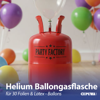 Helium Ballongas für ca. 30 Ballons Luftballons Heliumflasche Folienballons Luftballons Party Hochzeit