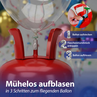 Helium Ballongas für ca. 30 Ballons Luftballons Heliumflasche Folienballons Luftballons Party Hochzeit