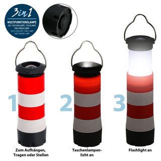1/12x 3in1 Taschenlampe Leuchtturm Multifunktionslampe Tischlampe Hängelampe Lampe ausziehbar Zoomfunktion