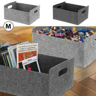2x Aufbewahrungsbox "M- oder L-Box"  Filz faltbar hellgrau dunkelgrau Box Filxbox Korb Ordnungskorb