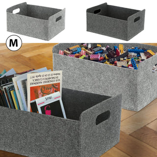 2x Aufbewahrungsbox "M- oder L-Box"  Filz faltbar hellgrau dunkelgrau Box Filxbox Korb Ordnungskorb