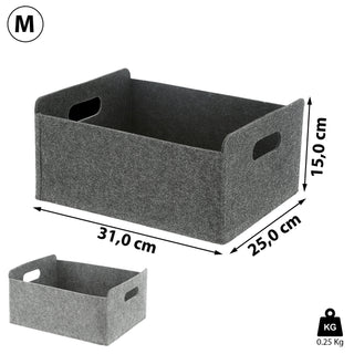 2x Aufbewahrungsbox "M- oder L-Box"  Filz faltbar hellgrau dunkelgrau Box Filxbox Korb Ordnungskorb