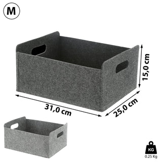 2x Aufbewahrungsbox "M- oder L-Box"  Filz faltbar hellgrau dunkelgrau Box Filxbox Korb Ordnungskorb