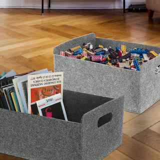 2x Aufbewahrungsbox "M- oder L-Box"  Filz faltbar hellgrau dunkelgrau Box Filxbox Korb Ordnungskorb