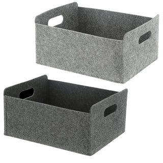 2x Aufbewahrungsbox "M- oder L-Box"  Filz faltbar hellgrau dunkelgrau Box Filxbox Korb Ordnungskorb