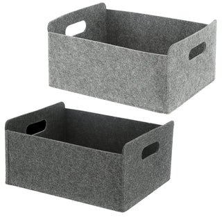 2x Aufbewahrungsbox "M- oder L-Box"  Filz faltbar hellgrau dunkelgrau Box Filxbox Korb Ordnungskorb