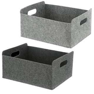 2x Aufbewahrungsbox "M- oder L-Box"  Filz faltbar hellgrau dunkelgrau Box Filxbox Korb Ordnungskorb