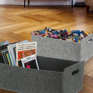 2x Aufbewahrungsbox "M- oder L-Box"  Filz faltbar hellgrau dunkelgrau Box Filxbox Korb Ordnungskorb