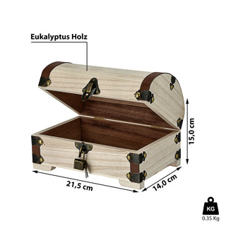 Holztruhe Schatztruhe mit Schloss Deckel Truhen Holzkiste Beschläge Kisten