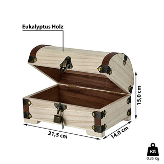 Holztruhe Schatztruhe mit Schloss Deckel Truhen Holzkiste Beschläge Kisten