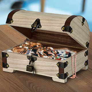 Holztruhe Schatztruhe mit Schloss Deckel Truhen Holzkiste Beschläge Kisten