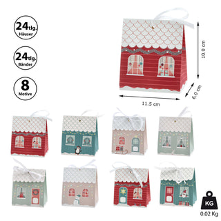 Adventskalender Haus DIY Bastelset 24tlg Häuser Tannen Weihnachten Adventszeit Kalender bunt Papierhaus