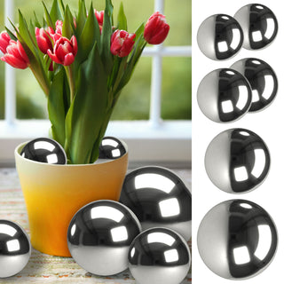 Deko Kugeln 6er Set 4 Größen Edelstahl Silber Ø5/8/10/15cm Deko-Kugel Metallball Stahlkugeln glänzend