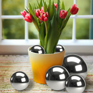 Deko Kugeln 6er Set 4 Größen Edelstahl Silber Ø5/8/10/15cm Deko-Kugel Metallball Stahlkugeln glänzend