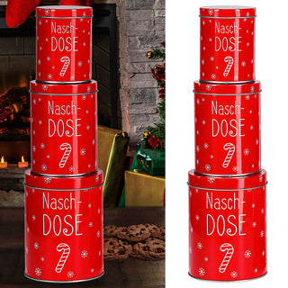 3x Gebäckdose "Naschdose/Süße Sünden" Metall Weihnachtskekse Weihnachtsgebäck Keksdose Dose