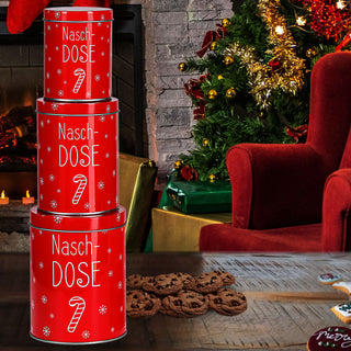 3x Gebäckdose "Naschdose/Süße Sünden" Metall Weihnachtskekse Weihnachtsgebäck Keksdose Dose