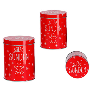 3x Gebäckdose "Naschdose/Süße Sünden" Metall Weihnachtskekse Weihnachtsgebäck Keksdose Dose