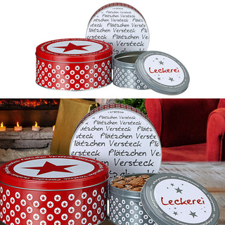 Gebäckdose rund 3er Set Weihnachtskekse Weihnachtsgebäck Keksdose Dose Weihnachtsdose