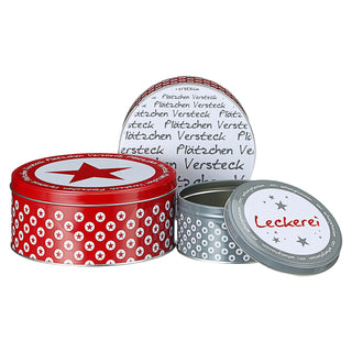 Gebäckdose rund 3er Set Weihnachtskekse Weihnachtsgebäck Keksdose Dose Weihnachtsdose