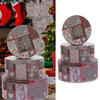 Gebäckdose rund 3er Set Weihnachtskekse Weihnachtsgebäck Keksdose Dose Weihnachtsdose