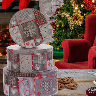 Gebäckdose rund 3er Set Weihnachtskekse Weihnachtsgebäck Keksdose Dose Weihnachtsdose