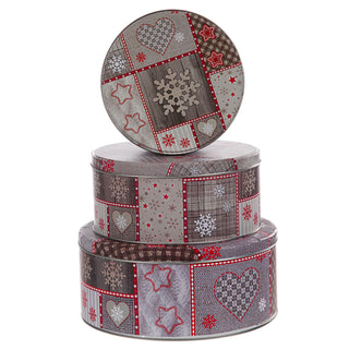 Gebäckdose rund 3er Set Weihnachtskekse Weihnachtsgebäck Keksdose Dose Weihnachtsdose