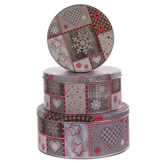 Gebäckdose rund 3er Set Weihnachtskekse Weihnachtsgebäck Keksdose Dose Weihnachtsdose
