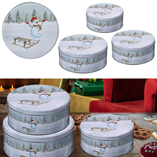 Gebäckdose rund 3er Set Weihnachtskekse Weihnachtsgebäck Keksdose Dose Weihnachtsdose