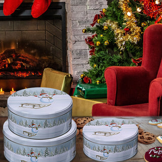 Gebäckdose rund 3er Set Weihnachtskekse Weihnachtsgebäck Keksdose Dose Weihnachtsdose