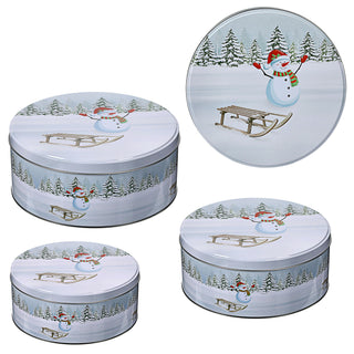 Gebäckdose rund 3er Set Weihnachtskekse Weihnachtsgebäck Keksdose Dose Weihnachtsdose
