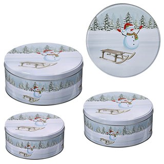 Gebäckdose rund 3er Set Weihnachtskekse Weihnachtsgebäck Keksdose Dose Weihnachtsdose
