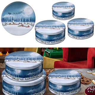 Gebäckdose rund 3er Set Weihnachtskekse Weihnachtsgebäck Keksdose Dose Weihnachtsdose