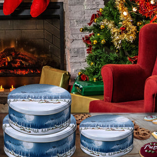 Gebäckdose rund 3er Set Weihnachtskekse Weihnachtsgebäck Keksdose Dose Weihnachtsdose