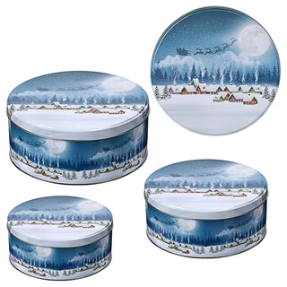 Gebäckdose rund 3er Set Weihnachtskekse Weihnachtsgebäck Keksdose Dose Weihnachtsdose