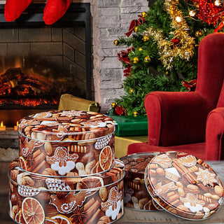 Gebäckdose rund 3er Set Weihnachtskekse Weihnachtsgebäck Keksdose Dose Weihnachtsdose