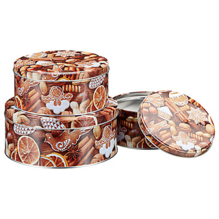 Gebäckdose rund 3er Set Weihnachtskekse Weihnachtsgebäck Keksdose Dose Weihnachtsdose