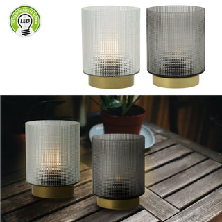 LED Tischleuchte 2er Set grau weiß H15cm Tischlampe Leuchte Lampe Glaslampe Dekolampe