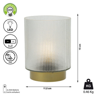 LED Tischleuchte 2er Set grau weiß H15cm Tischlampe Leuchte Lampe Glaslampe Dekolampe