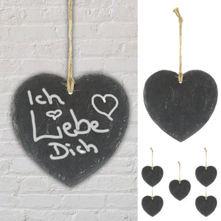 1/3/6/12x Schieferschild Herz zum Beschriften Schiefertafel mit Juteseil zum Aufhängen
